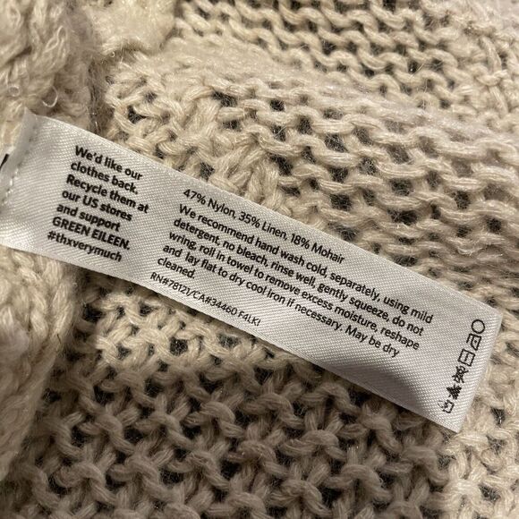 Eileen Fisher The Fisher Project Cardigan Sweater Small Beige Knit Mohair Blend - Picture 5 of 6